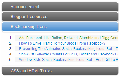 table of contents created using JSON feeds