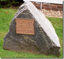 Memorial Marker to John Todd, First Pastor