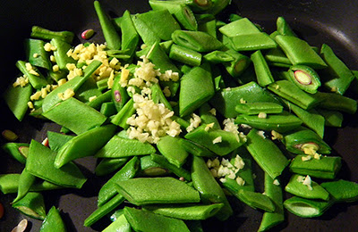 Green Beans Stir Frying with Garlic and Ginger