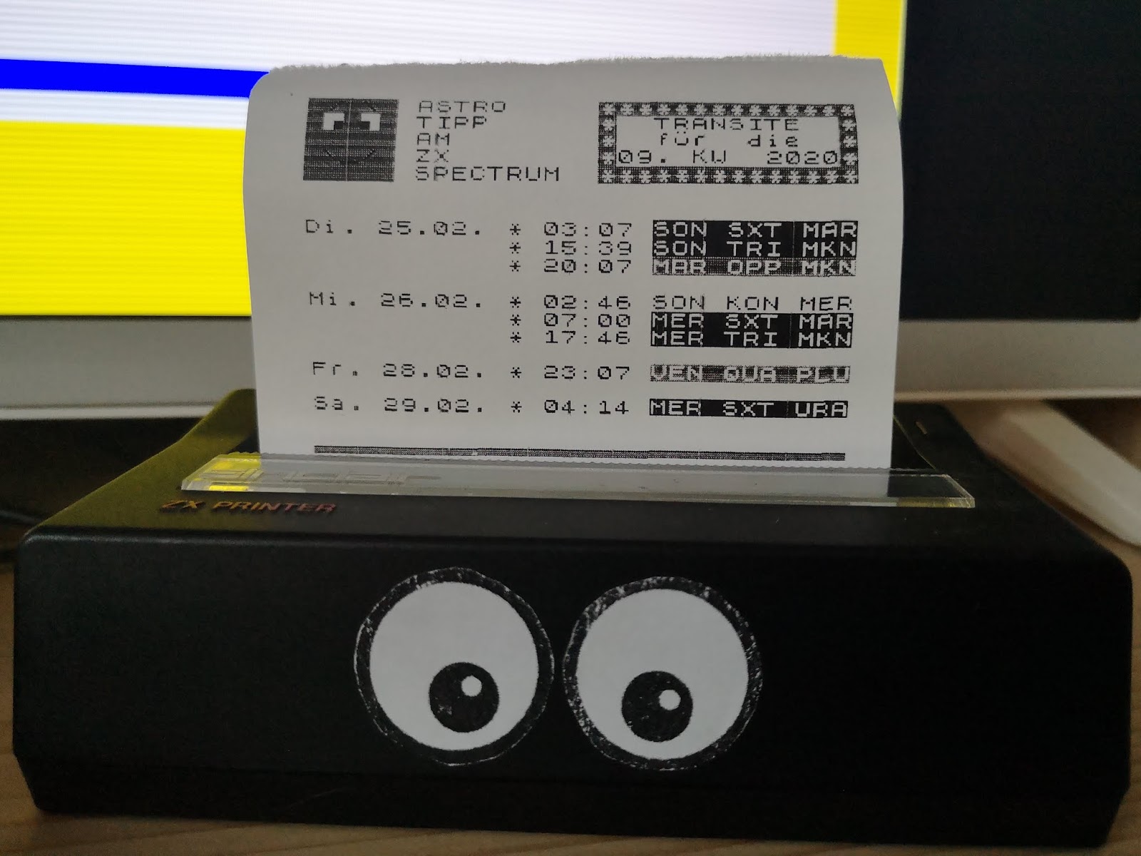 Transitaspekte-Ausdruck vom ZX Printer