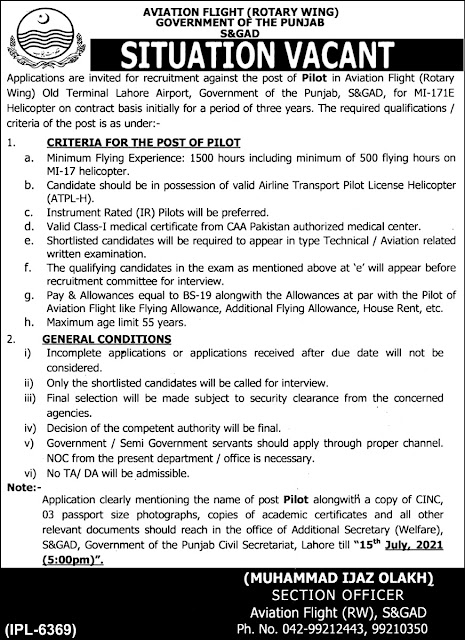 Services & General Administration Department Punjab Jobs