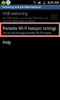 tethering and portable hotspot menu in android with portable wifi hotspot settings option