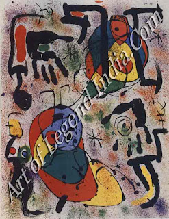 The Great Artist Joan Miro Painting “Lithograph from 'Seers'” 1970 20" x 26" Private Collection 