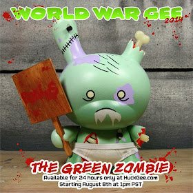 World War Gee: The Green Zombie 8 Inch Custom Dunny Vinyl Figure by Huck Gee