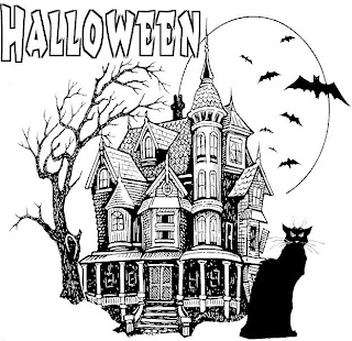 Halloween Haunted House Coloring Page