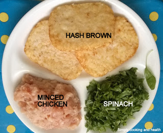 Ingredients for Hash browns with minced chicken and spinach