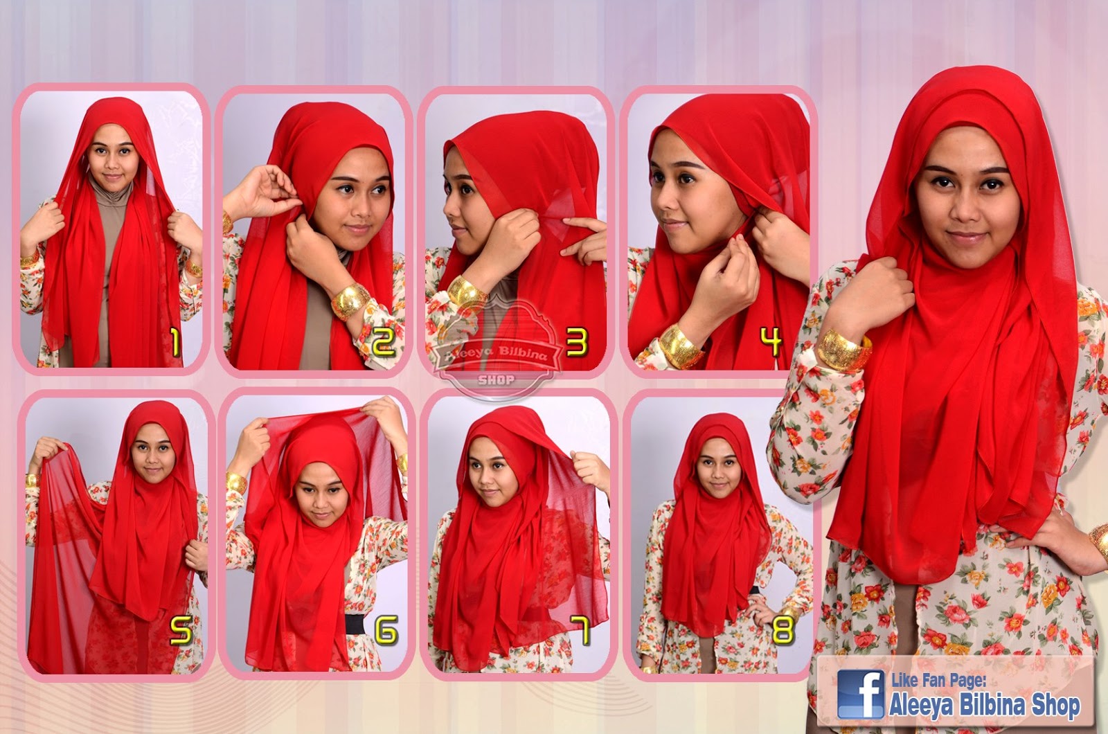 87 Gambar Lengkap Tutorial Hijab Segi Empat Bermotif Paling