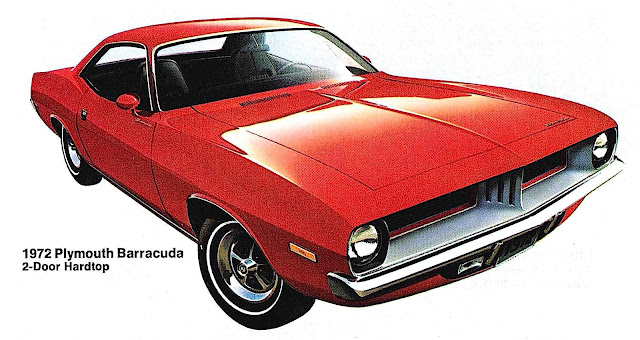 a red 1972 Plymouth Barracuda 2-Door Hardtop illustration