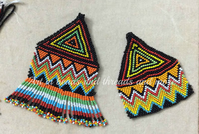 beaded fring, multicolor bead pendants, ethnic boho 