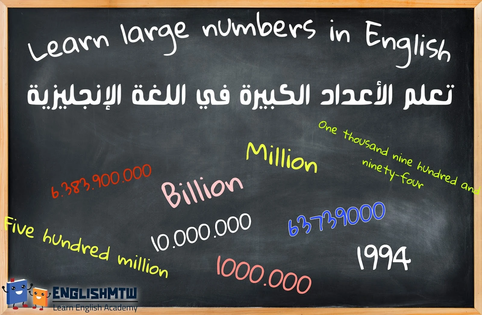 تعلم كتابة وقراءة  الارقام الكبيرة بالانجليزية