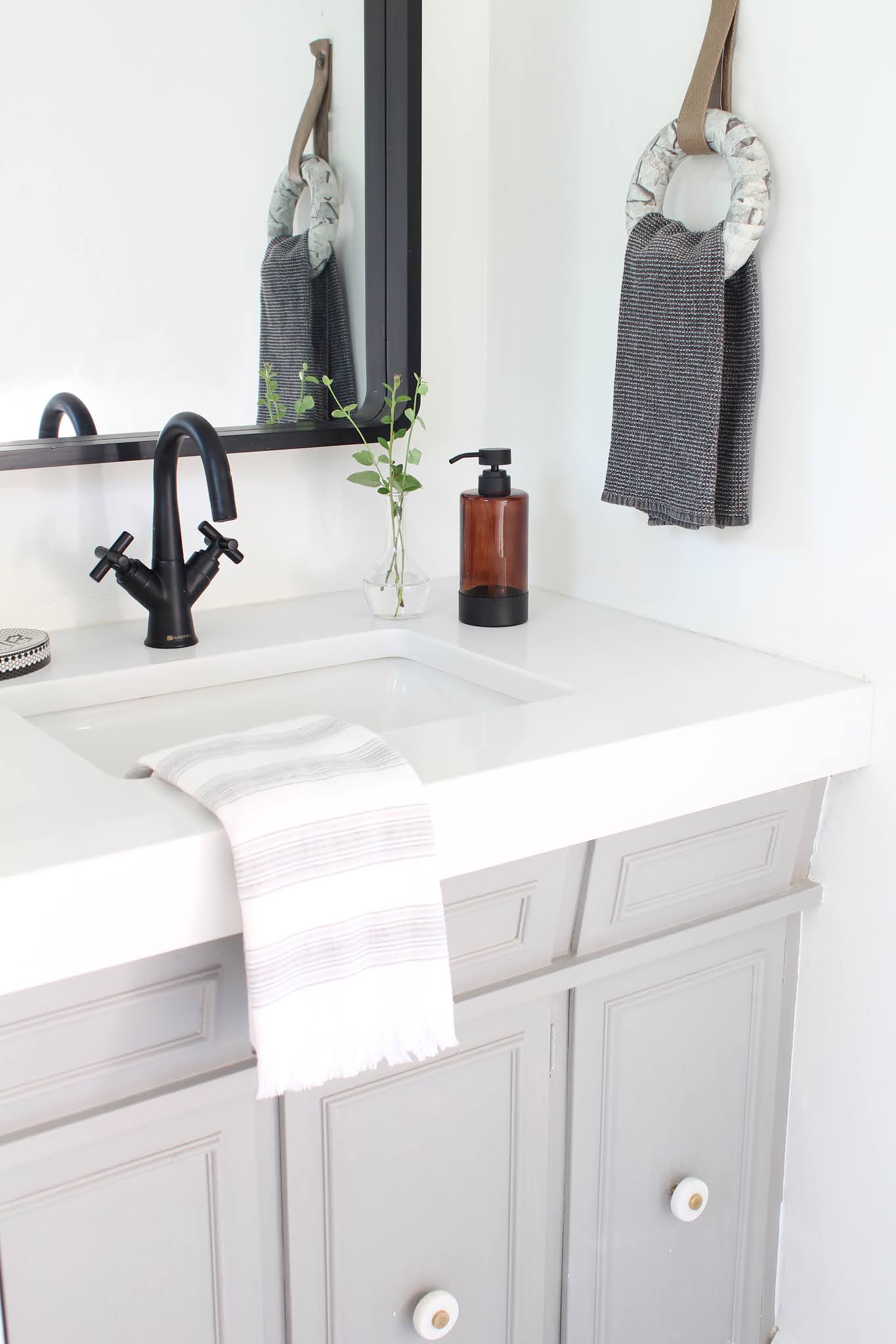 bathroom renovation with DIY Marble Towel Ring