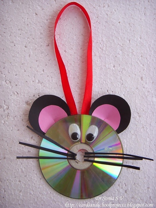 Recycled CD Craft Mouse