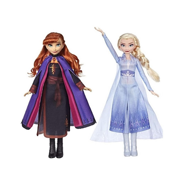 Poupées Disney Frozen 2 : Anna et Elsa du coffret expédition.