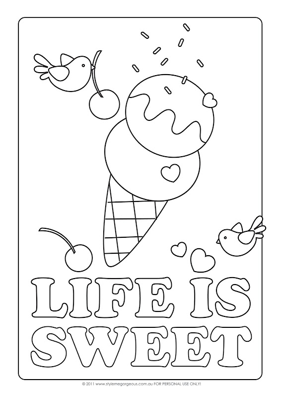 Life Is Sweet - Free Coloring Page title=