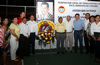 Gobierno Municipal de Cozumel y Líderes Sindicales conmemoran Aniversario Luctuoso de Fausto Leonel Villanueva Marrufo e Hilda Anderson Nevárez