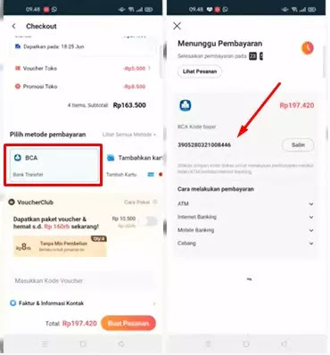 cara bayar Lazada pakai BCA MOBILE