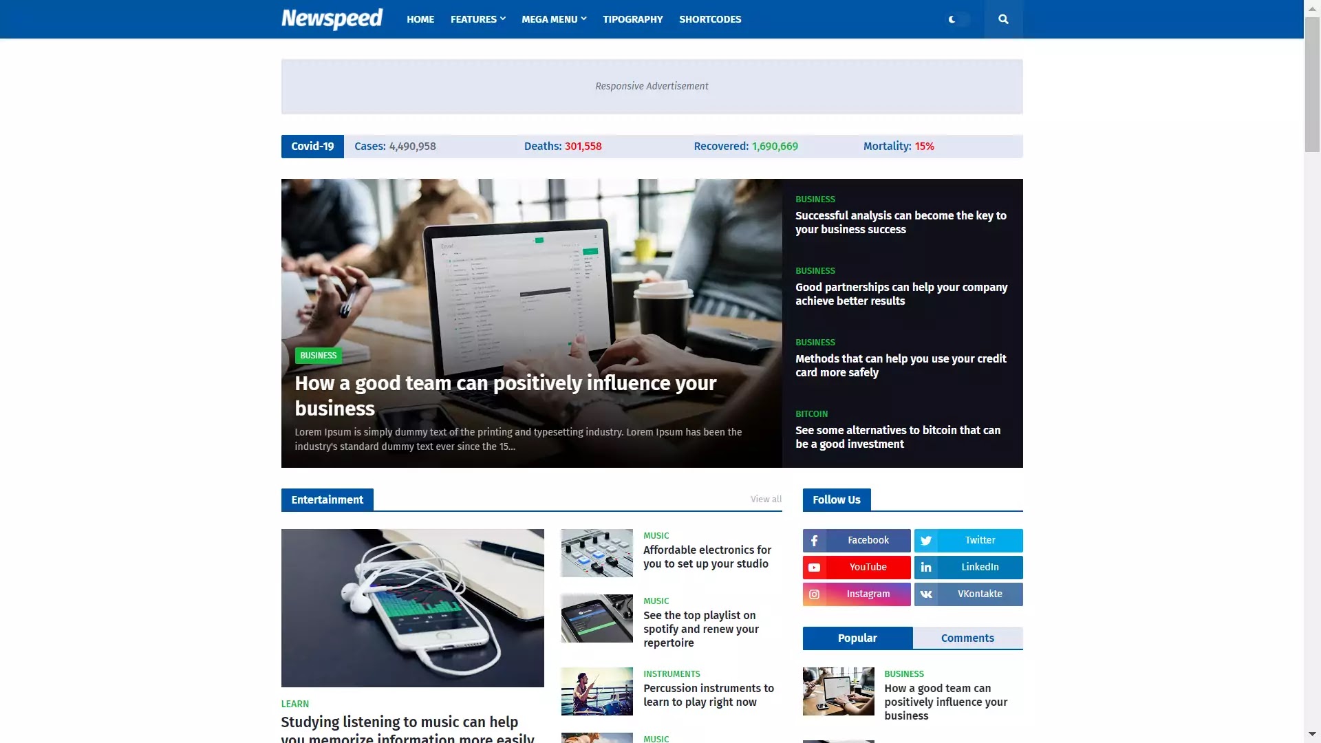 Newspeed - Professional and Magazine Blogger Template