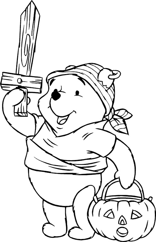Pooh Halloween Coloring Pages title=