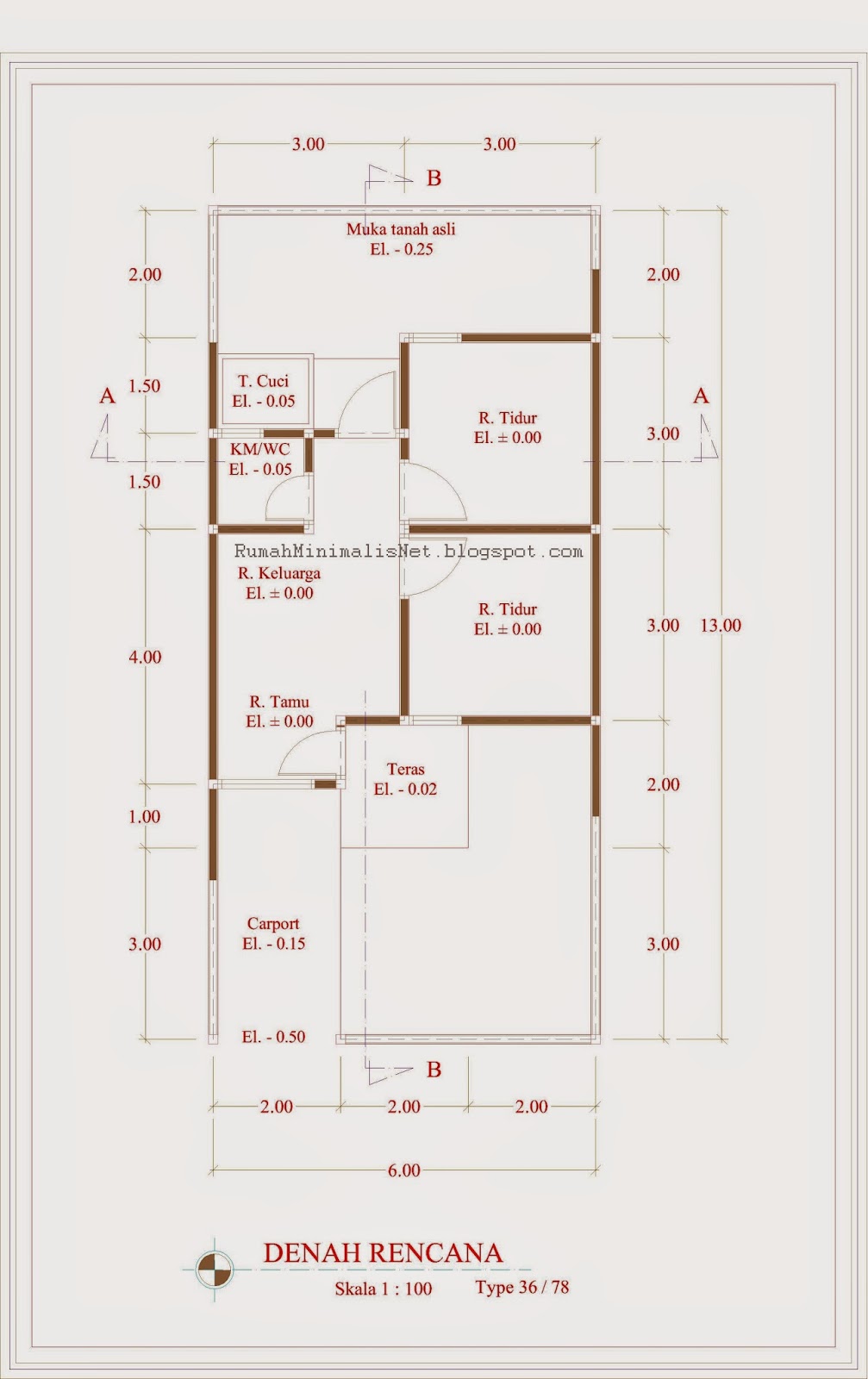 Contoh Denah Rumah Minimalis Type 36 78 Solusi Hunian Mini Elegan