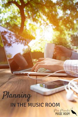 Planning in the music room: Thoughts about long-range planning and daily lesson planning. Blog post includes freebies!
