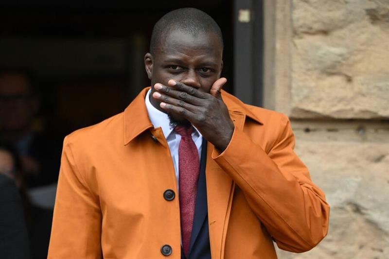French footballer Benjamin Mendy reacts as he leaves Chester Crown Court in Chester