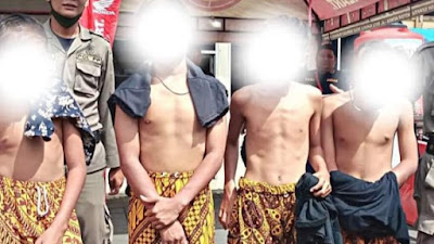 Hisap Lem Di Atap Gedung Pasar Raya Padang, Empat ABG Diamankan Satpol PP Padang