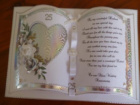 Handcrafted by Helen Silver  Wedding  Anniversary  Card