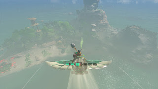 flying towards Eventide on a glider with one fan