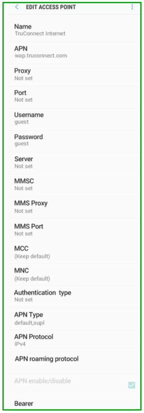 APN Settings for TruConnect