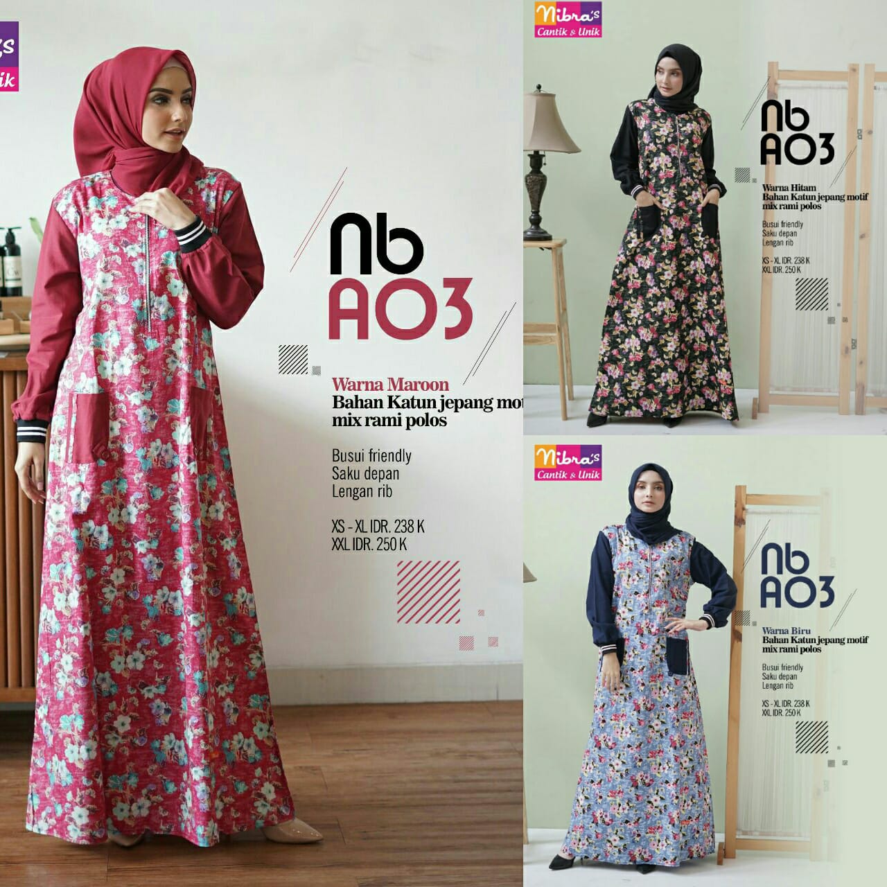 KOLEKSI GAMIS SYARI TERBARU NIBRAS NB A03