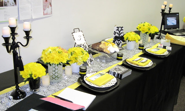 Hawaiian Island Wedding Planners Black and White Damask with Yellow Accent