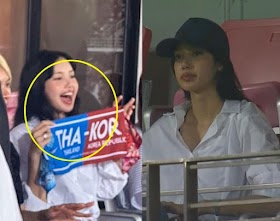 Lisa looks adorable cheering for both Thai and Korean teams