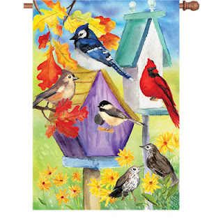 autumn bird house garden flag