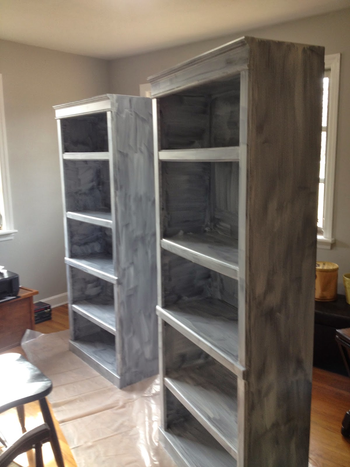 Blissfully Chic DIY: Painting Laminate Bookshelves - Dark ...
