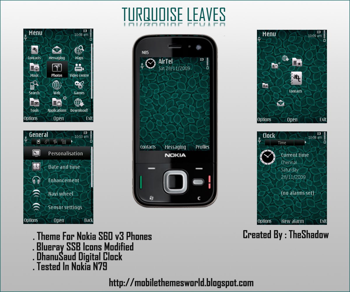 Turquoise Leaves by TheShadow | Mobile Phone Customization