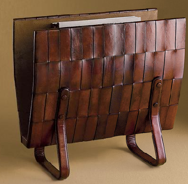 woven leather magazine rack