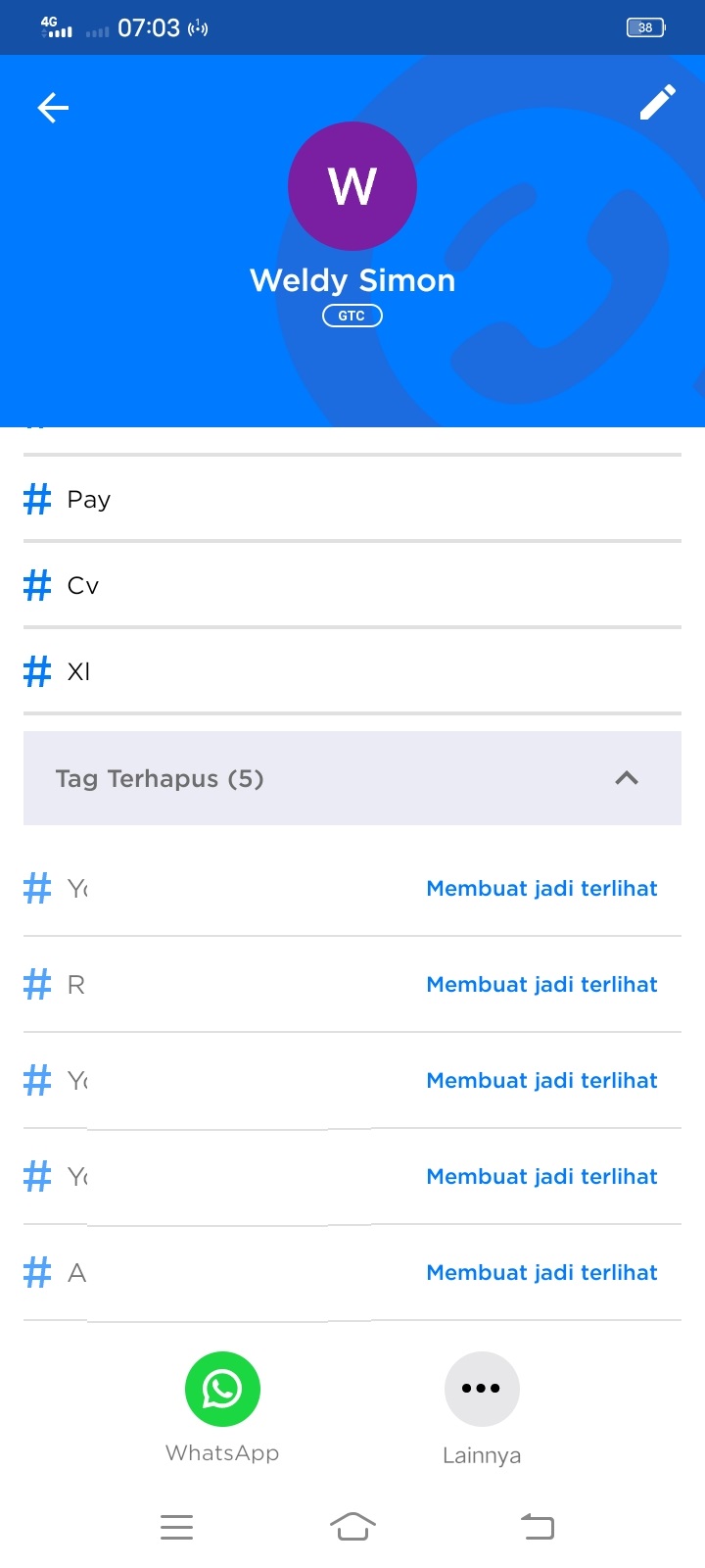 Cara melihat tag Getcontact yang terhapus