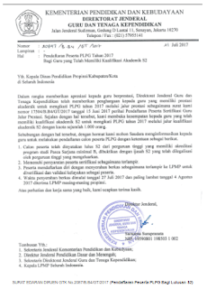 INILAH Jadwal dan Syarat Pendaftaran Peserta PLPG Bagi Lulusan S2 Sesuai Surat Edaran DIRJEN GTK No. 2087/B.B4/GT/2017