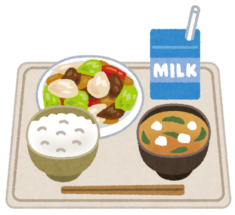 配膳された給食のイラスト かわいいフリー素材集 いらすとや