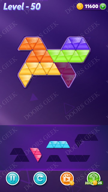 Block! Triangle Puzzle 5 Mania Level 50 Solution, Cheats, Walkthrough for Android, iPhone, iPad and iPod