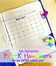 Age Appropriate Pre-K Homework for the ENTIRE School Year | Apples to Applique