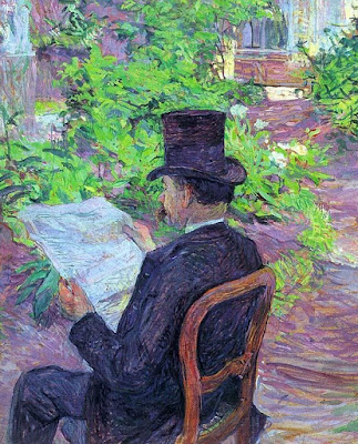 Desire Dehau Reading a Newspaper in the Garden  - 1890   Musee Toulouse-Lautrec Albi