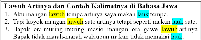 Lawuh artinya dan contoh kalimatnya di bahasa Jawa