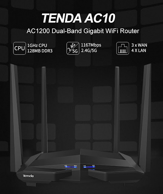 Tenda AC6 1200Mbp Wireless Wifi Router 2.4/5G 4*5dBi Antena App Control Router Fiber Speed 10/100Mbp 