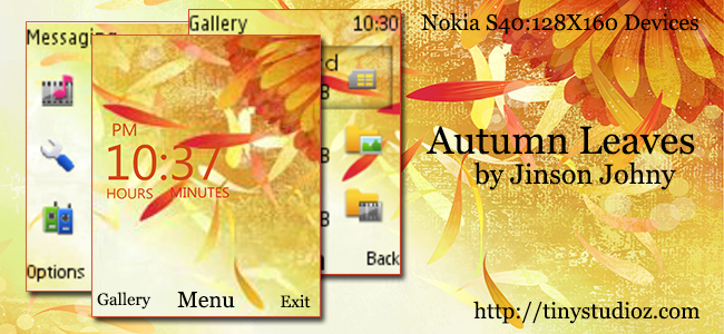 Autumn Leaves theme for Nokia C1-01,Nokia C1-02,Nokia C2-00,Nokia 2690,Nokia 110,Nokia 112 and other S40 128×160 Devices