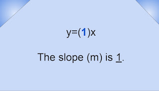 y=(1)x  The slope (m) is 1.