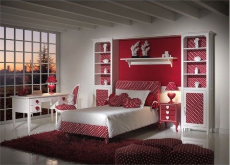Bedroom Decorating Ideas For Young Women With Red Color Schemes