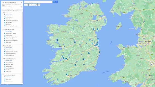 Map of the Best Castles in Ireland