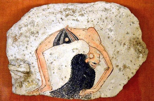 emale dancer, ostracon from Deir el-Medina, Ancient Egypt, New Kingdom, Dynasty XIX-XX (1292–1070 BCE), Museo Egizio, Turin.