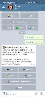 How to set rules for telegram group, /rules command, Rose bot group rules